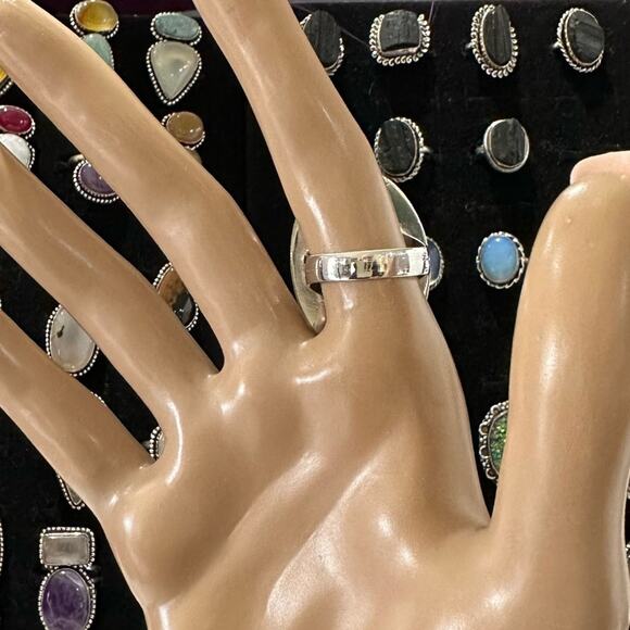 Orange blue pink  Spiny oyster solid sterling silver 925 ring handmade size 7 - Picture 7 of 8